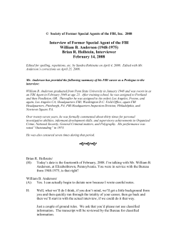 Interview of Former Special Agent of the FBI William B. Anderson