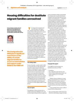 Housing difficulties for destitute migrant families unresolved