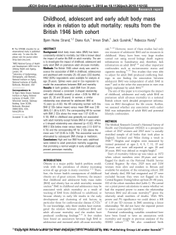 Childhood, adolescent and early adult body mass index in relation