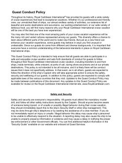 Guest Conduct Policy - Royal Caribbean International