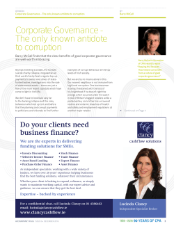 Corporate Governance - The only known antidote to