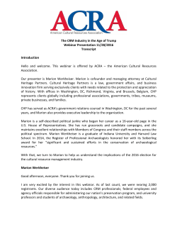 ACRA Webinar - American Cultural Resources Association