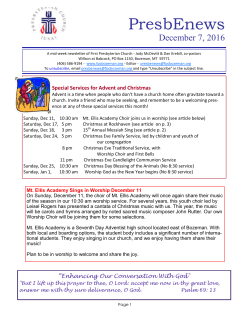 PresbEnews 2016-12-07 - First Presbyterian Church