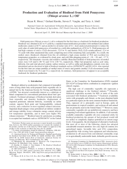Production and Evaluation of Biodiesel from Field Pennycress Oil
