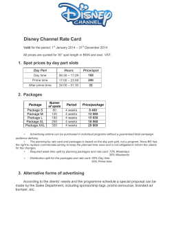 Disney Channel Rate Card