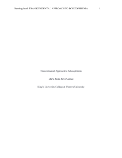 Transcendental Approach to Schizophrenia