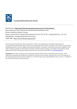 High-Speed Rail: International Lessons for US Policy Makers