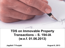 TDS on Immovable Property Transactions &ndash; S. 194