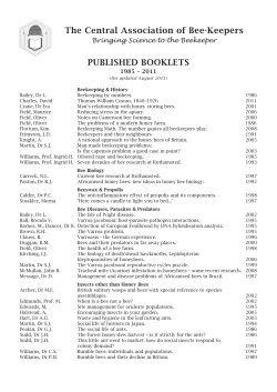The Central Association of Bee-Keepers PUBLISHED