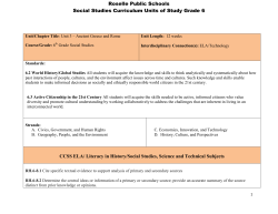 Roselle Public Schools Social Studies Curriculum Units of Study