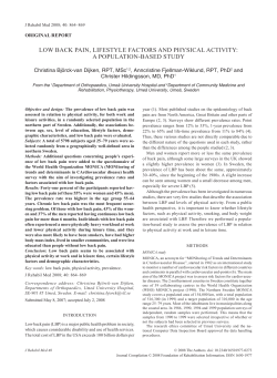 low back pain, lifestyle factors and physical activity: a population