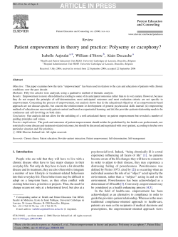 Patient empowerment in theory and practice: Polysemy or cacophony?