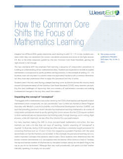 How the Common Core Shifts the Focus of Mathematics Learning