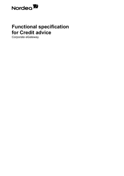 Functional specification for Credit Advices