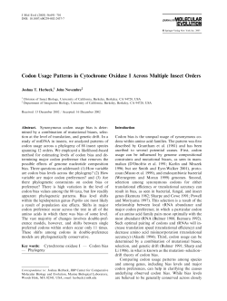 Codon Usage Patterns in Cytochrome Oxidase I Across Multiple