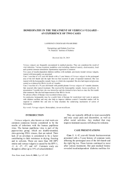 HOMEOPATHY IN THE TREATMENT OF VERRUCA VULGARIS