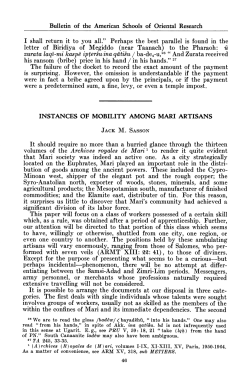 Instances of Mobility Among the Artisans of Mari