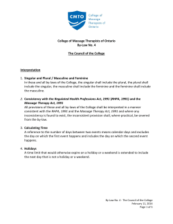 College of Massage Therapists of Ontario By