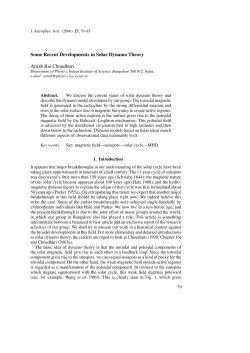 Some Recent Developments in Solar Dynamo Theory Arnab Rai