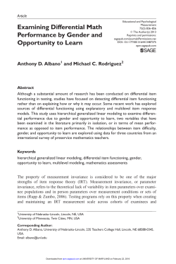 Examining Differential Math Performance by Gender and