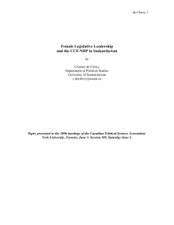 Female Legislative Leadership and the CCF