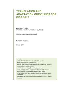 PISA 2012 translation and adaptation guidelines