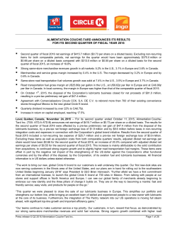 alimentation couche-tard announces its results for its second quarter
