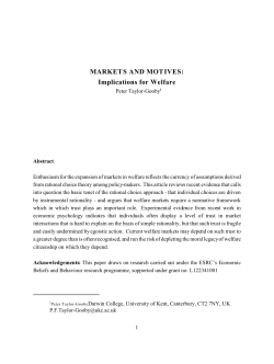 MARKETS AND MOTIVES: Implications for Welfare