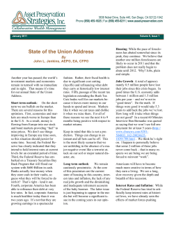 State of the Union Address - Asset Preservation Strategies