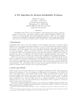 A NN Algorithm for Boolean Satis ability Problems
