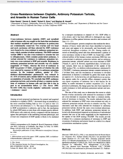 Cross-Resistance between Cisplatin, Antimony Potassium Tartrate