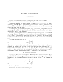 FOLDING A TIME SERIES Consider a period signal, period P