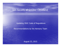 JSGC GBM Presentations - Jain Society Of Greater Cleveland