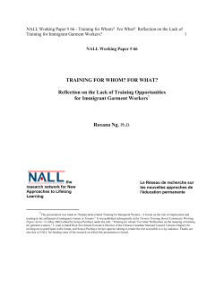 TRAINING FOR WHOM? - NALL - New Approaches to Lifelong