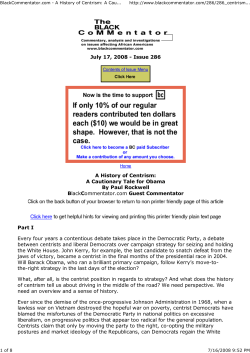 A Cautionary Tale for Obama