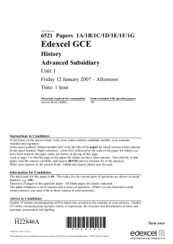 6521 Papers 1A/1B/1C/1D/1E/1F/1G Edexcel GCE History