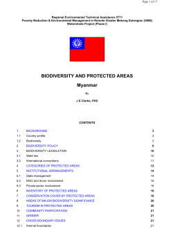 BIODIVERSITY AND PROTECTED AREAS Myanmar