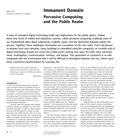 Immanent Domain: Pervasive Computing and the