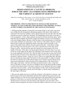 meditations on a nautical problem, which the most illustrious king