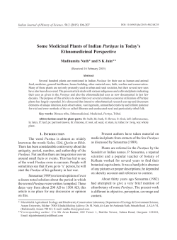 Some Medicinal Plants of Indian Purā  as in Today`s Ethnomedicinal