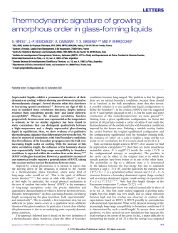 Thermodynamic signature of growing amorphous order in