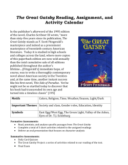 The Great Gatsby Reading, Assignment, and Activity Calendar