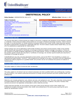 Obstetrical Policy - Oxford Health Plans