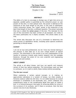 The Vertex Power of Ophthalmic Lenses Douglas