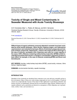Toxicity of Single and Mixed Contaminants in Seawater
