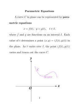 Parametric Equations A curve C in plane can be represented by