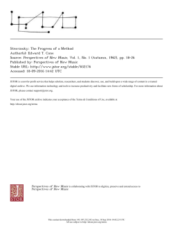 Stravinsky: The Progress of a Method