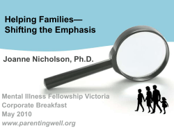 Helping Families&mdash; Shifting the Emphasis