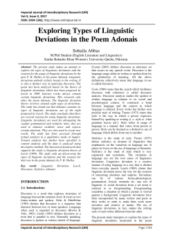 Exploring Types of Linguistic Deviations in the Poem Adonais