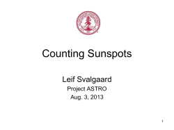 Counting Sunspots - Stanford Solar Center
